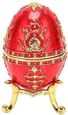 Garsent Eier-Schmuckkästchen Im Vintage-Fabergé-Stil – Einzigartige Handbemalte Emaillierte Schmuckschatulle, Sammlerstück in Limitierter Auflage, Eiförmige Schmuckschatulle,