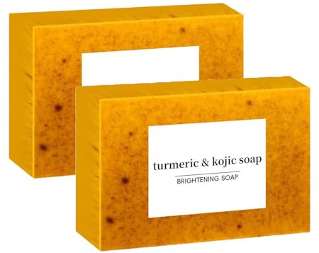 Lemon Turmeric Kojic Acid Soap, Skin Brightening Soap for Dark Spots, Kurkuma Seifenstück, Kurkuma Aufhellende Seife, Zitronen-Kurkuma-Kojic-Säure-Seife (2PC)