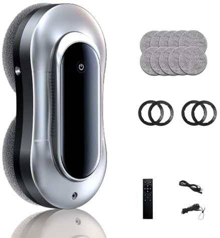 guoyjmm Robot Lavavetri, Pulitore Automatico, 2800pa di Aspirazione Potente, Triplo Sistema di Sicurezza Robot Lavavetri Telecomando per Grandi Finestre Esterne