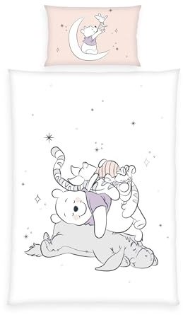 Herding Bettwäsche Winnie Pooh, Kopfkissenbezug ca. 40 x 60 cm mit Hoteleinschlag, Bettbezug ca. 100 x 135 cm mit praktischer Knopfleiste, 100% Baumwolle/Renforcé
