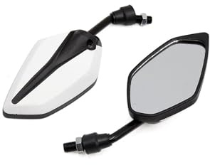 Motoforti Pair White Black Polygon Rear Side View Mirror for Motorcycle Long-lasting