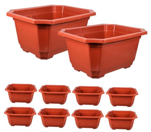 BESPORTBLE 10stücke Pflanzgefäß Aus Kunststoff Rechteckig Wasserdurchlässig Für Balkon Und Terrasse Geeignet Für Kleine Pflanzen Wie Sukkulenten Kräuter Und Farne Mit Abflussloch Leicht Und p