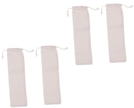 Amosfun 4pièces Pailles Acier Inoxydable avec Étuis De Transport Et Sacs De Rangement Beige Légers Et Pliables Pratiques pour Ranger Les Pailles Réutilisables