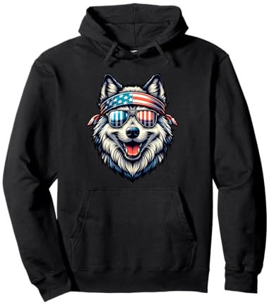 US Flagge Wolf Mit Bandana Und Sonnenbrille Pullover Hoodie