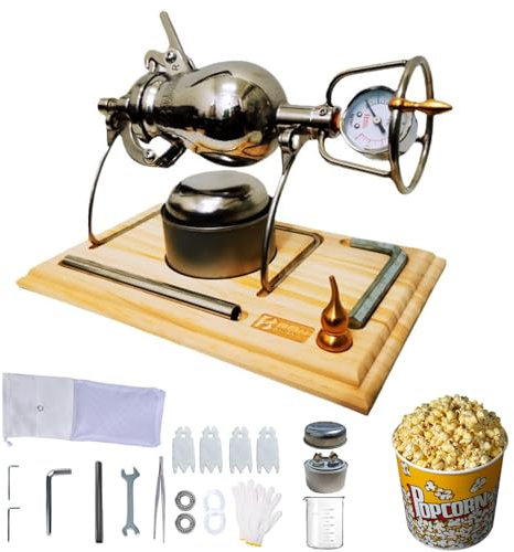 Retro Stainless Steel Popcorn Machine - High Pressure Popcorn Maker & Rice Puff Maker for Home Parties (520ml)