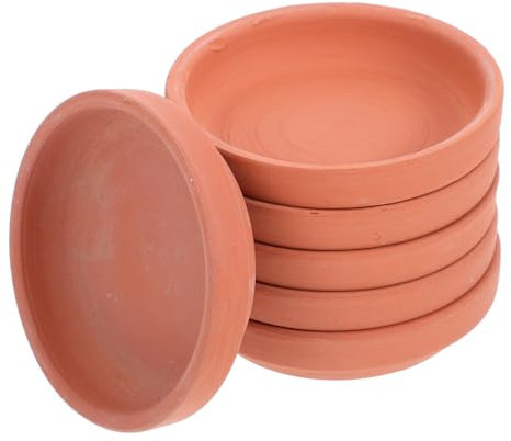 Mipcase Soucoupes en Terre Cuite Orange pour Pots De Fleurs - Lot De 6 7.3 Cm IdéAl pour IntéRieur Et ExtéRieur Design Pratique pour Arrosage des Plantes