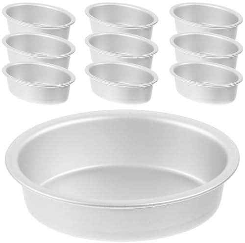 Cabilock Lot De 10 Moules À Gâteau Ovales En Alliage D'Aluminium Antiadhésifs 3.39X2.48X0.98In Pour Cheesecake Flan Et Pudding Usage Domestique Et Professionnel