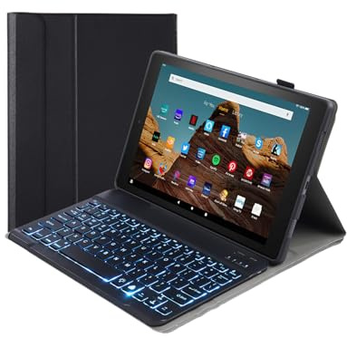 leleyo Tablet Keyboard Backlit Case for Amazon Fire HD 10 Smart Cover Magnetic with Removable Wireless Bluetooth Keyboard Backlit for Amazon Fire HD 10 (2021/2023) 10.1 inch, Black
