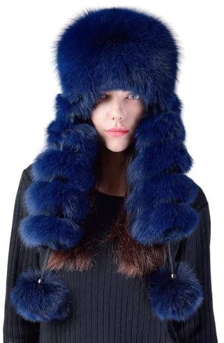 JAWSEU Trappermütze Mongolisch Winter Ohrenklappe Fellmütze Schneedicht Winddicht Wintermütze Flauschig Kuschelig Strickmütze Niedlich Verdickt Damenmütze mit Bommel Damen Mädchen Mütze Outdoor