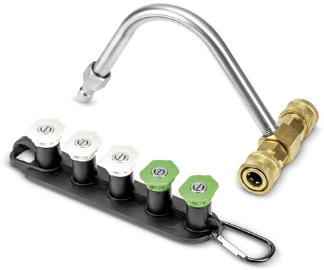 Kärcher Kit de Nettoyage de gouttière, Maximum 3 500 PSI pour Un Nettoyage Efficace des gouttières avec nettoyeurs Haute Pression, Comprend Cinq Buses et Un Porte-buse
