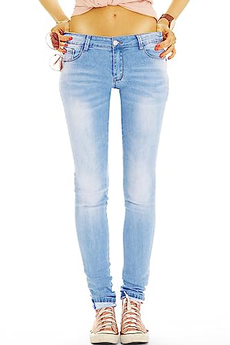 Generisch Low Rise Jeans Hose niedrige Leibhöhe Röhrenjeans Skinny Stretch Hüftjeans - Damen - j36p-1 (DE/NL/SE/PL, Alphanumerisch, M, Regular, Regular, hellblau)