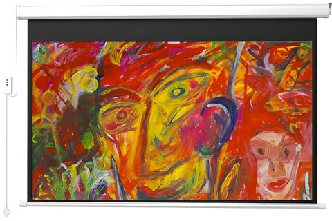 XOBRJQZ Motorized Projector Screen with Remote, 16:9 8K 4K Ultra HD Movie Screen, Wall/Ceiling Mounted Projector Screen Pull Down for Home Theater, Office, Classroom(120 inch)