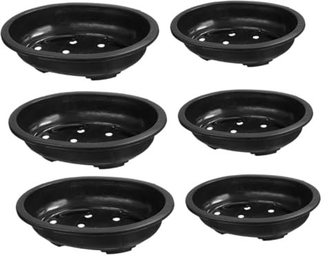 BESPORTBLE 6pcs Plastic Flower Pot Garden Planter Flower Watering Pot Trough Planter Teacup Plant Pot Drainage Round Plant Pots Self Watering Plant Container Pots for Plants Triplet Black