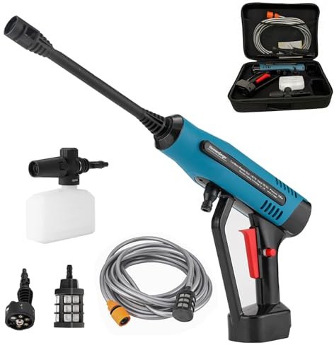 Trådlös högtryckstvätt kompatibel med Makita 18 V-batteri (ingår inte), 700 PSI handhållen rengörare med 6-i-1 munstycke, bärbar elektrisk tvättmaskin för bil, trädgård, hemrengöring