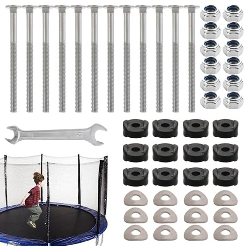 Trampoline Screws 12X Nuts Parts Stabilization Stakes