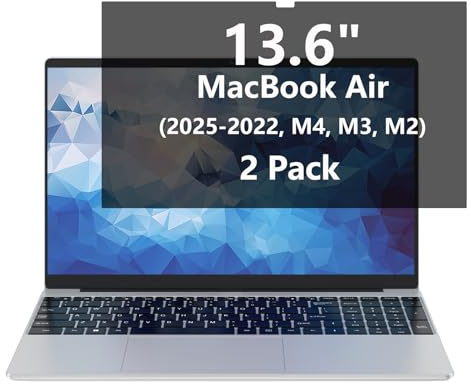 Koelaa 2 Pièces Filtre de Confidentialité pour MacBook Air 13,6 Pouces (2022-2025, M2, M3, M4), Protecteur d'écran Anti Espion, Anti-Éblouissement et Anti-Lumière Bleue