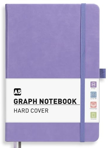 Notizbuch A5 Kariert - Notebook Journal buch With 192 Blatt Haftnotizen | Leder Hardcover Notebook,100GSM,180°flach,Karopapier (5 mm),14,5 x 21cm