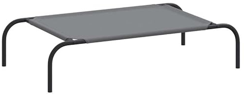 Eleganz Hundebett erhöht Grau 90x50x20 cm - Luxus Hundematte aus strapazierfähigem Oxford-Gewebe & pulverbeschichtetem Stahlrahmen - Komfortables orthopädisches Hundebett für große Hunde