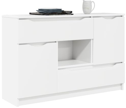vidaXL Sideboard med låda Vit 100 x 30 x 65,6 Konstruerat trä, Vardagsrum, Rektangulär, Modern design, Gott om förvaringsutrymme, Ljust ljus, Bekväm sittplats, Funktionell layout