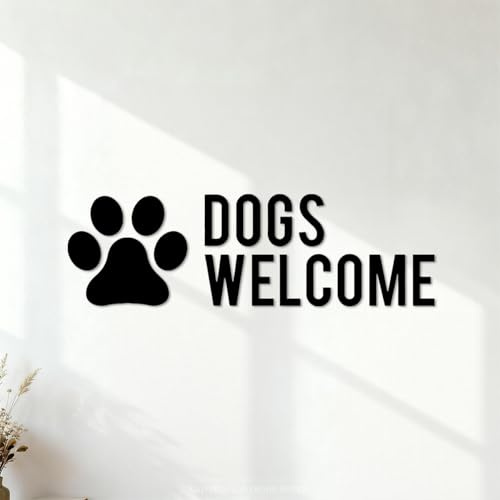 Welcome Dog Printing Shop Business Pets Signs Etc Cafe Wall Decals Paster Paper 37.5x121.8cm Art Decoration Black