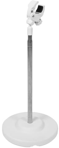 LIFKOME Support pour Sèche-Cheveux à Poils D’Animaux Réglable 110 CM en Acier Inoxydable et Plastique Blanc Socle Rond Stable Accessoire de Toilettage Mains Rangement pour