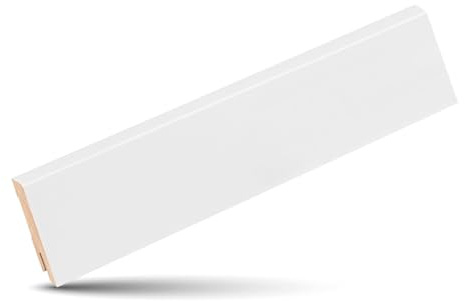KGM Sockelleiste Modern Abgeschrägt - Weiß, 2400 x 16 x 58 mm, 1 Stück | Fußleiste, Kiefer Massivholz, lackiert RAL9016, pflegeleicht, Sentinel-geprüft, Made in Germany