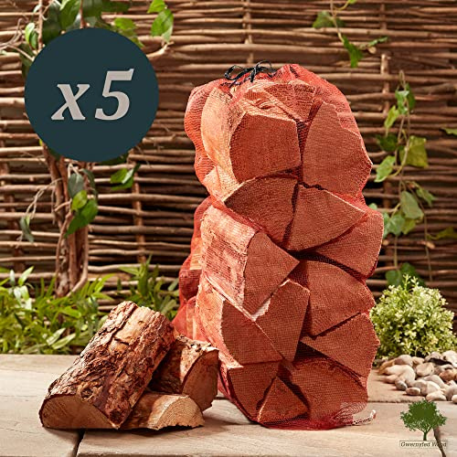 5 Jumbo 60 litre Net Chunky Firewood - 25cm Soft Wood Logs for Wood Burners & Stoves - 50% More Logs than Hardwood - Fast Delivery