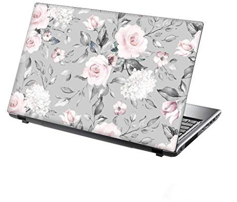 TaylorHe 13-14 Autocollants en Vinyle coloré avec Motif pour Ordinateur Portable (34cm x 23,5cm) Laptop Skin Motif Floral élégant, Roses Grises Roses
