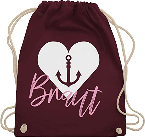 Shirtracer Turnbeutel Rucksack - JGA Junggesellenabschied Frauen - Braut Anker - Unisize - Bordeauxrot - bachelorette party accessories brauttaschen jungesselnabschied bridemaid beutel