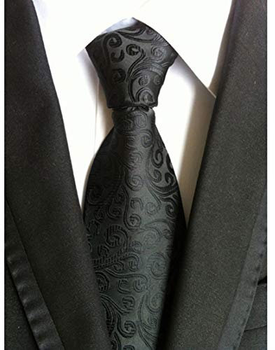 HIOD Traje de Corbata para Hombres Corbata Negra de Seda para Negocios,Black-A