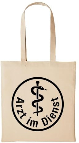 Huuraa Jutebeutel Arzt im Dienst Medizin Doctor 10 Liter Natural | Geschenk Tasche Baumwolle 38 x 42 cm Tragetasche mit langem Henkel Geschenkidee Einkaufstasche