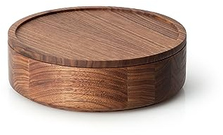 Continenta Dose mit Deckel, aus Walnuss, Ø 19 x H6cm, Organizer/Aufbewahrungsdose für Schlüssel, Nähzeug, u.v.m, echte Handarbeit, stapelbar