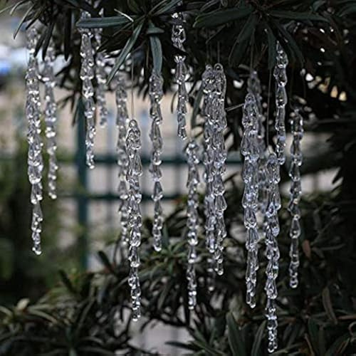 DAHI 50PCS Clear Acrylic icicle Ornaments Christmas Tree Ornaments Acrylic Clear icicles Set for Christmas Tree Decoration (icicle 50pcs)