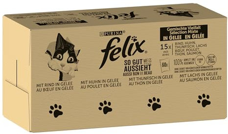 FELIX Katzenfutter nass in Gelee, Sorten-Mix, 120er Pack (120 x 85g)