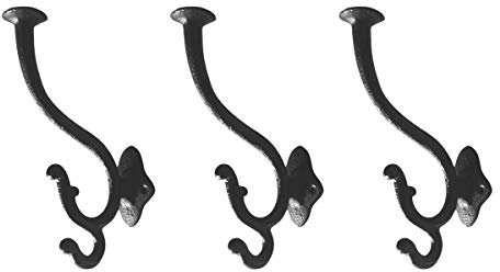 TentHome 3 Stück Garderobenhaken Doppelhaken Garderobe Wandgarderobe Gusseisen Vintage Kleiderhaken Landhaus Mantelhaken Handtuchhaken Dekorative Wandhaken (B)