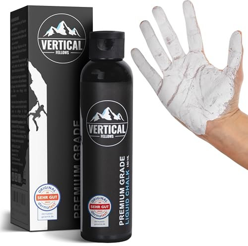 VERTICAL FELLOWS Liquid Chalk 150ml - DERMATEST sehr gut - Flüssigkreide zum Klettern Bouldern Gewichtheben Crossfit - Flüssiges Magnesia zum Turnen