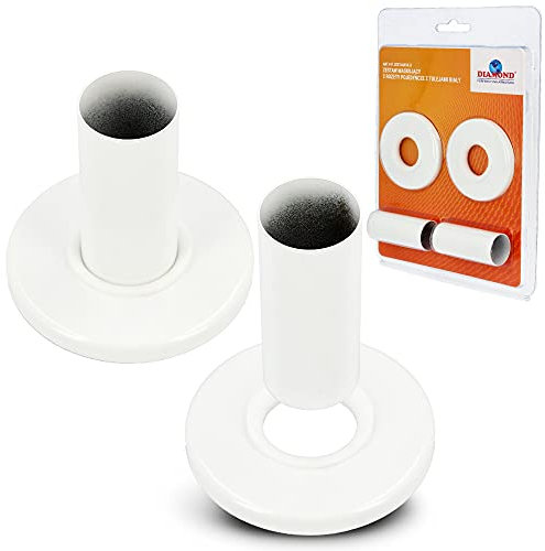 Heizungsrohr Abdeckung Set Ø 20 mm Weiß Aus Messing | 2 Abdeckrosette Rosette & 2 Rohrabdeckung Abdeckrohre Rohrmanschette Heizkörper | Rohrverkleidung Für heizungsrohre Heizkörperabdeckung