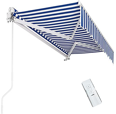 0℃ Outdoor Tenda da Sole a Bracci per Esterno Regolazione con Manovella, Tenda da Sole Retrattile Manuale Elettrico motorizzato per Balcone Impermeabile Ai Raggi UV in Poliestere,#7,3x2m
