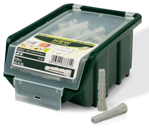 KEW 150 x super universal krage pluggar – universellt användbar nylonpluggar för betong, plattor, sten etc. – spridningsplugg – 6 x 51 mm – set om 150