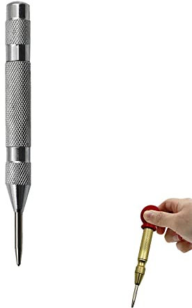 Pointeau automatique, Outil de pointeau central à ressort, Pointeau central en laiton avec tension réglable, Pointeau avec capuchon de coussin, Outil à main pour métal, bois, plastique, B, Argent