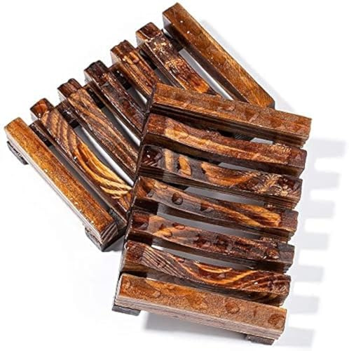 2 bandejas de jabón de madera de RustiK, paquete doble, hechas a mano, materiales naturales, ecológicas, decoración del hogar, almacenamiento, jabonera, hechas a mano para cocina, baño, ducha.
