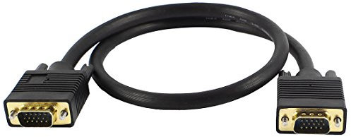Ruilogod VGA SVGA Macho/Male HD15 Adaptador Cable negro 60 cm / 24 para el Proyector de Monitor TV