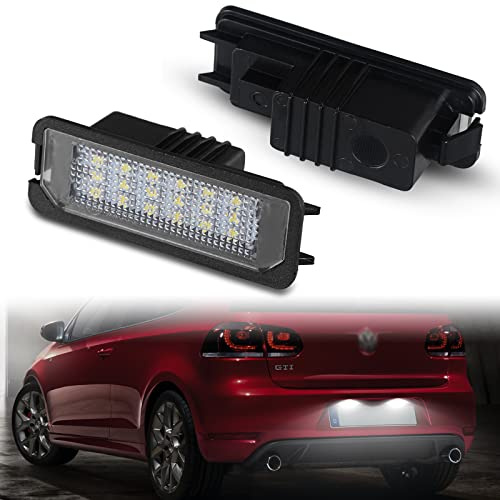 POPMOTORZ LED Kennzeichenbeleuchtung, 2 Stücke LED Nummernschildbeleuchtung für VW GOLF4 GOLF5 GOLF6 Lupo Scirocco Polo 9N Polo 6R Kennzeichen mit CAN-Bus Fehlerfrei 2835 SMD Leichte Installation