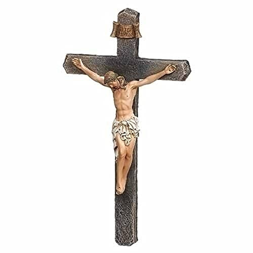 Roman Joseph's Studio Black Wall Crucifix Figurine, 8.25-inch Height, Resin, Religious Decoration