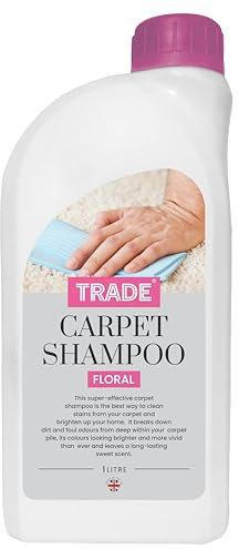 Trade Super Effective Carpet Shampoo Floral - Carpet Cleaner For Carpets, Wool Rugs, Upholstery & Curtains-Removes Stubborn Stains-Compatible With Manual & Machine Wash-(1 Litre)