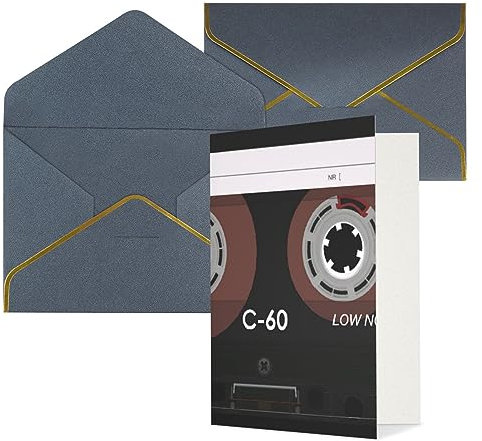 Alte Retro Musik Kassette Mixtape Bedruckte Grußkarten Blanko Notizkarten Geburtstagskarten Trauerkarten Mit Umschlägen Weihnachtskarten Schwarz