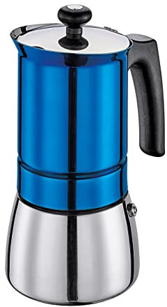 Espressokocher TOSCA 6 Tassen Kaffeebereiter Mokkakanne Induktion Blau cilio