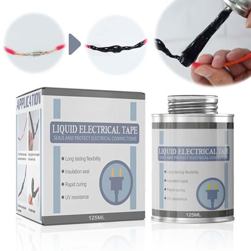 Miioto Flüssiges Isolierband, Liquid Tape,Flüssiggummi Schwarz, Geeignet für alle Arten von Leitungen und Elektrogeräten, Wasserdicht und Schnell Trocknend(Schwarz) 125ML