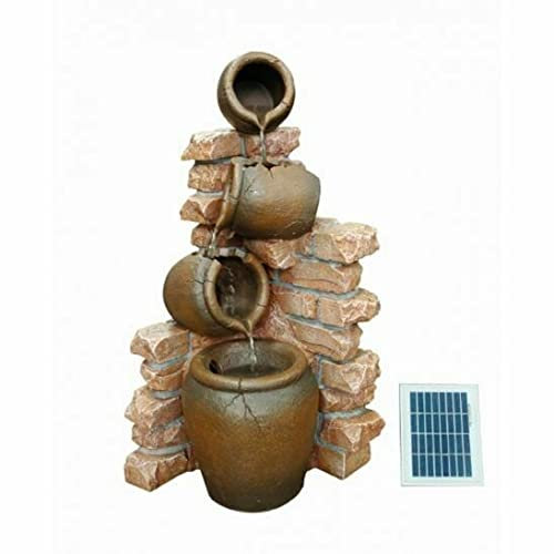 Fontaine d'eau de Jardin extérieure à énergie Solaire, 4 Pots sur Le Mur, Fontaine de Jardin extérieure, Cascades sur Pied, fontaines pour la Maison et la Cour Decoration