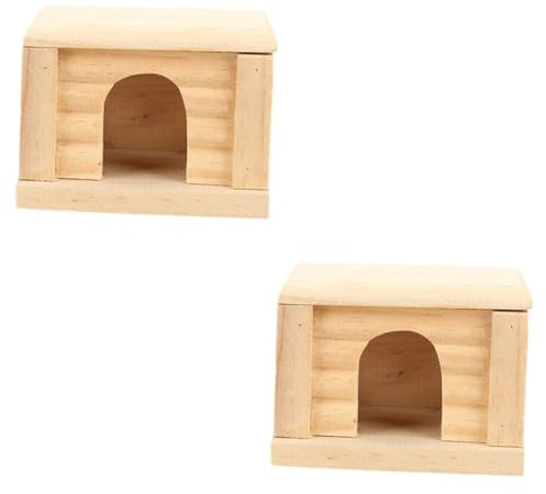 ABOOFAN 2stücke Kreatives Hamsterhaus Aus Natürlichem Holz Mit Flachem Dach Gemütliche Tierunterkunft Für Hamster Und Kleine Nagetiere Leicht Zu Reinigen Und Fördert Das Kauen